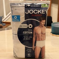 2-Briefs Jockey Big Man 58 Y-Front Fly Full-Rise Staycool+ StayNew White Cotton