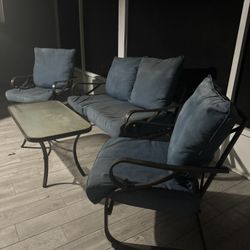 Patio Furniture Chairs Loveseat Table w/ Cushions 