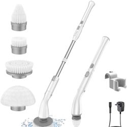 LABIGO Electric Spin Scrubber LA1 Pro, Cordless Spin Scrubber with 4 Replaceable Brush Heads and Adjustable Extension Handle, Power Cleaning Brush for