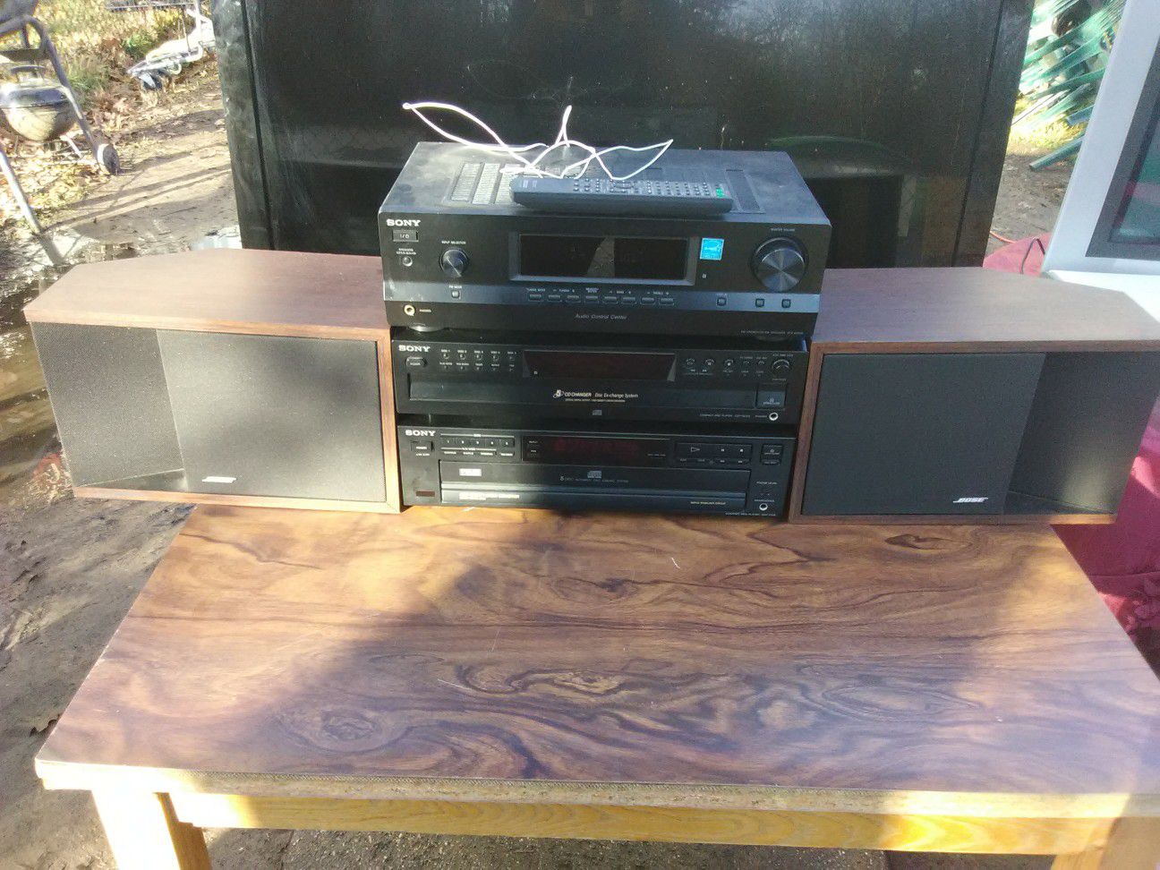 Sony receiver with remote control and two 5 discs CD players plus Bose 201 speakers $250