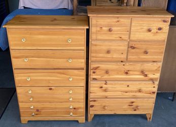Pair of Solid Knotty Pine Dresser Chests of Drawers