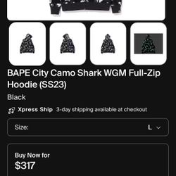 BAPE City Camo Shark WGM Full-Zip Hoodie (SS23)