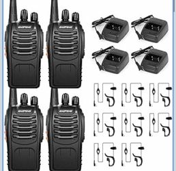 BAOFENG Walkie Talkies for Adults 888S FRS Radio (4Pack) + Earpiece with Mic