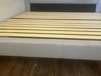 King Size Upholstered Bed Frame with Tufted Headboard – Gray