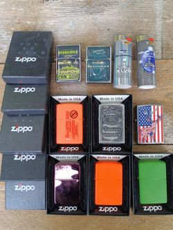 Bunch of zippos and 2014 Seahawks Superbowl championship  lighters