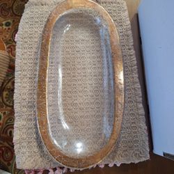 BADASH OVAL LARGE GOLD SERVING TRAY