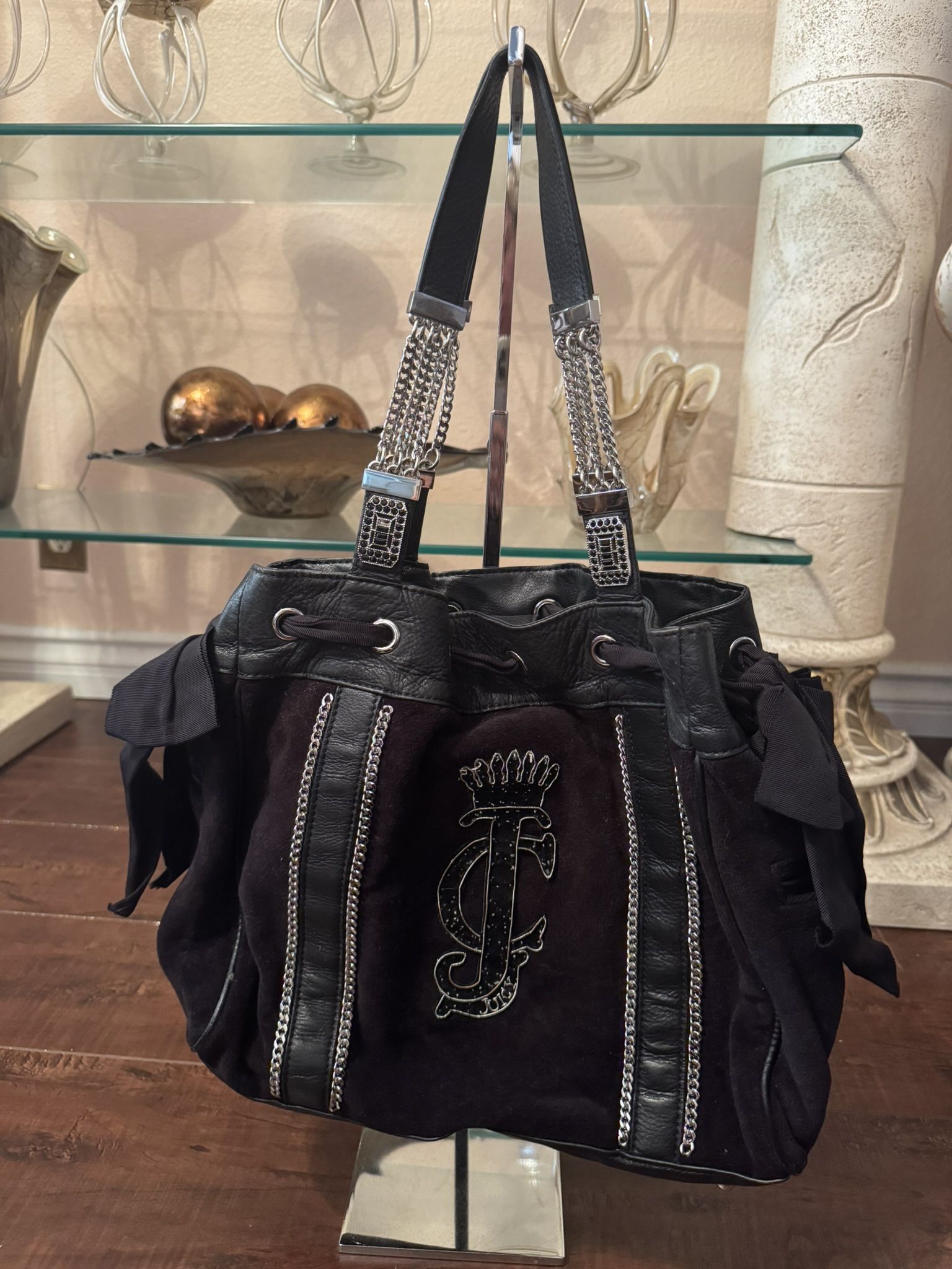 Juicy Couture Vintage Tote Bag Black/ Silver Hardware