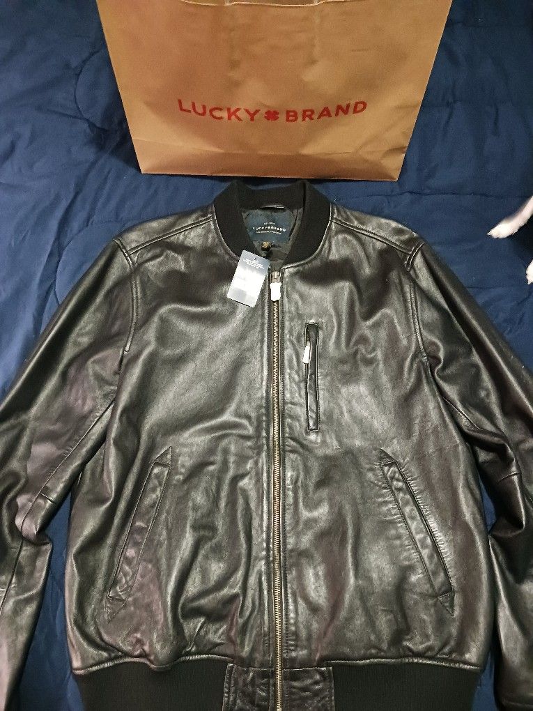 New Genuine Lambskin Leather Bomber Jacket 