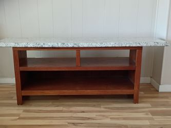 Wood TV Stand with faux Granite Top