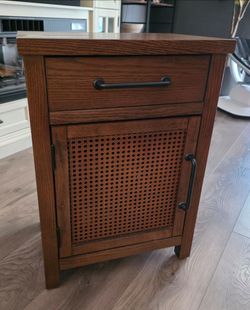 ​Heavy Solid Wood Nightstand / Side Table (Rattan Door)