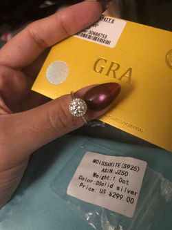 New- GRA Silver 925 Moissanite Ring Size 7, regular $299