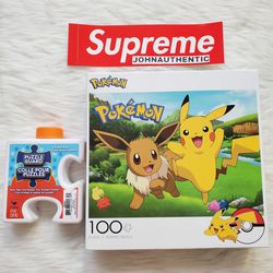 🔥Pokemon 100 Piece Jigsaw Puzzle-Nintendo- "Pikachu and Evee" + Puzzle Guard.