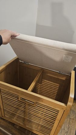 Bamboo Storage Ottoman with Cushioned Lid