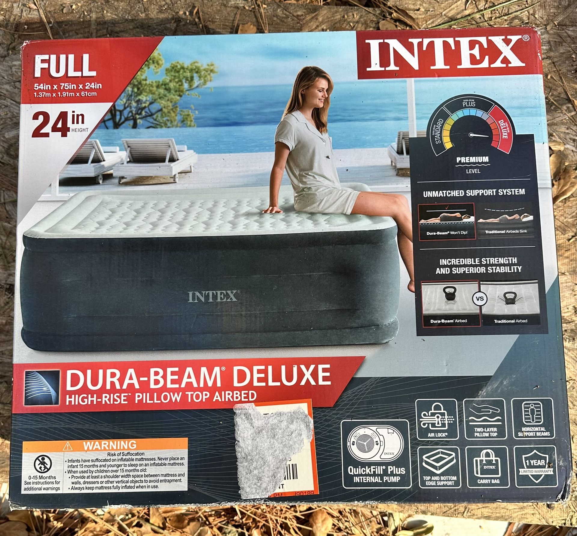 Intex 24 Dream Lux Pillow Top Dura-Beam Airbed Mattress with Internal Pump
