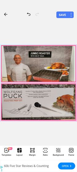 Jumbo roaster with heat rack/ roasting prep set