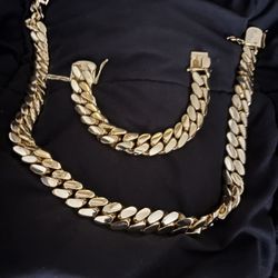 24MM 22 Inch Gold Cuban Set 14k