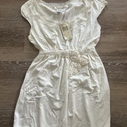 Max Studio Beige Floral Waistline Top Shirt Women's Size S  