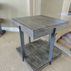 24-in W x 24-in H Antique Gray Wood Industrial End Table