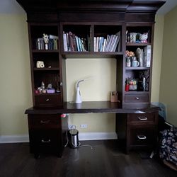 Desk,bookshelves,live edge countertop