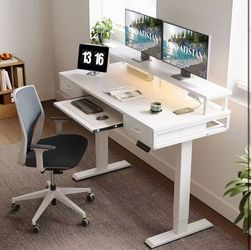 55 in Electric Standing Desk with Drawers