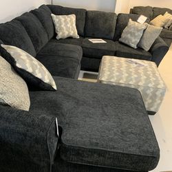 Slate Grey Huge U Shape Sectional Couch with Chaise 