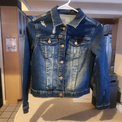 Girls distressed denim jacket