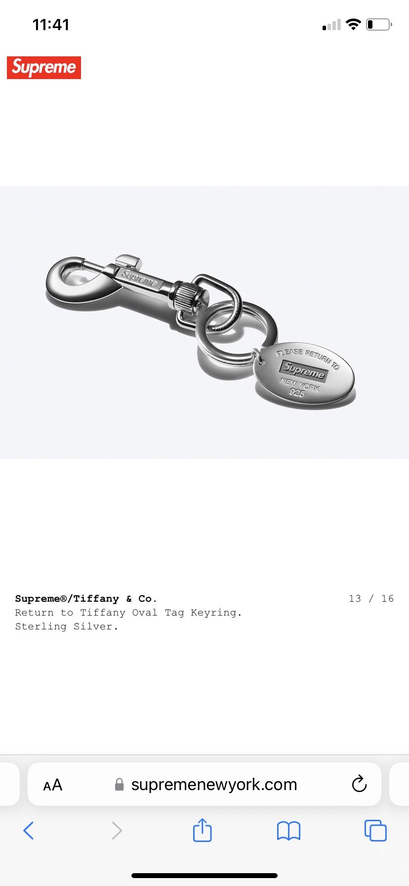 Tiffany & Co Supreme Key Chain