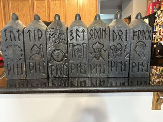 VtG Complete Set 7 REINE VON STIEHL 13.5" Carved Primitive Wood Viking Bottles