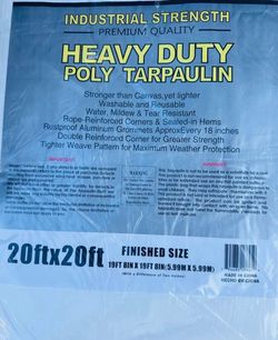 20ft x 20ft Heavy Duty White Waterproof Tarp