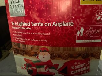 16 ft. LED Santa on Airplane - Christmas Blowup