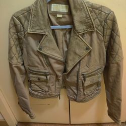 Michael Kors Bomber Leather Bomber Jacket 
