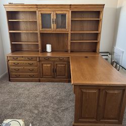 His and Hers Oak Desk W/ Hutch