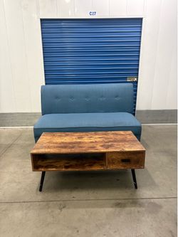 Modern loveseat with coffee table