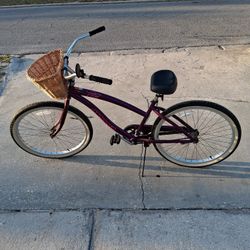 Woman's 26"single Speed Bicycle With Basket