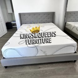 New King Bed Frame With Mattress 