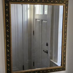 Gold Gilded Giltwood Cross Stich Border Framed Mirror