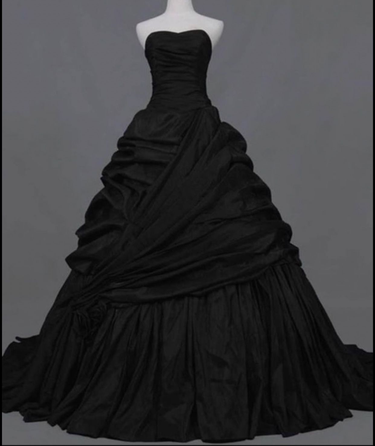 Black Ruffle Wedding Dress With Black Petticoat