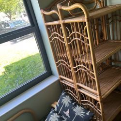2 Vintage Bamboo / Rattan Shelving Unit – Coastal Style