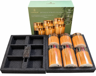 Lumipur Design Series Glass LED Pillar Candle Set