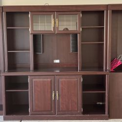 Cherry Desk With Hutch  And 2 Book Cases With Shelves