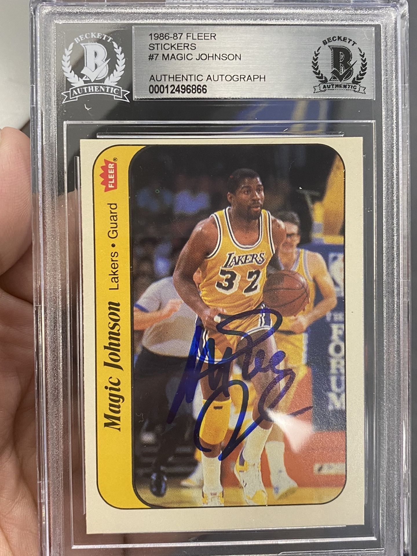 1986 fleer Sticker Magic Johnson Autograph ! Bgs Authentic