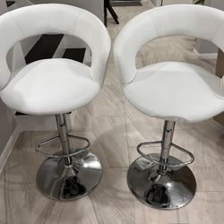 White Leather White Stools