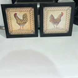 2 Framed Weins Rooster Prints 