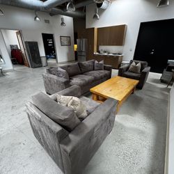 Gray Microfiber Sofa + 2 Armchairs – $700 OBO
