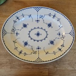Wedgwood Semi Porcelain Platter Blue Floral 18" × 14"