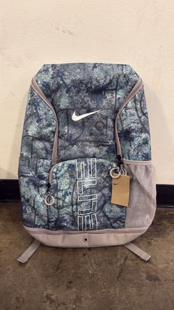 New Nike varsity elite basketball backpack printed blue camo 32L gym bag hiking trail camping