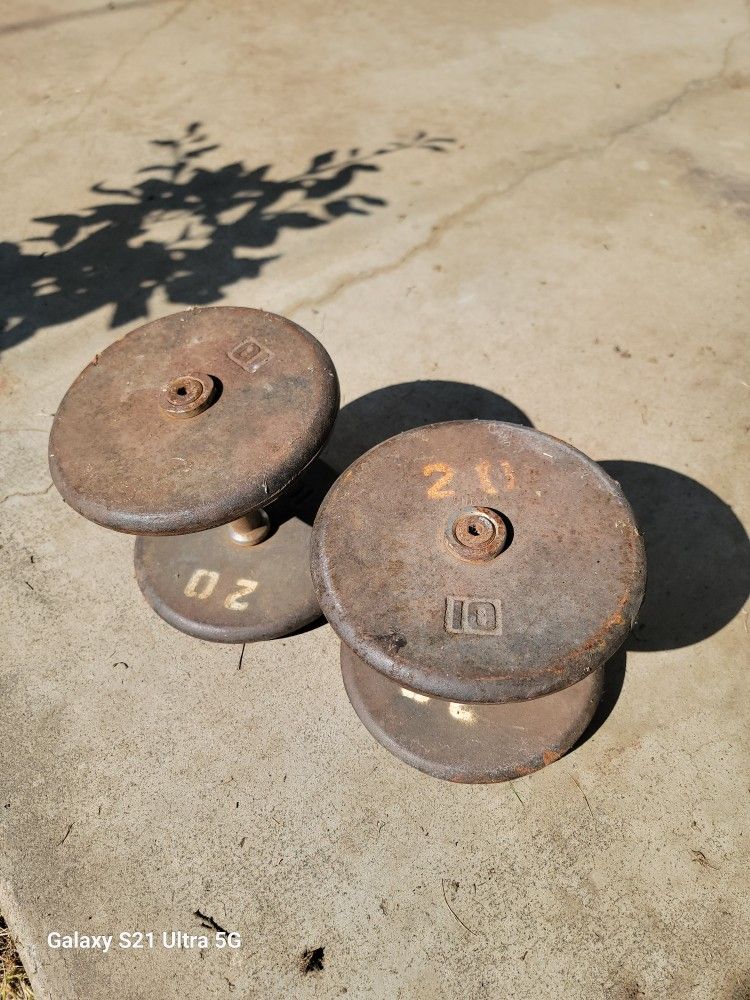 40 Lbs Of Steel Weights And 1 Universal Curl Bar