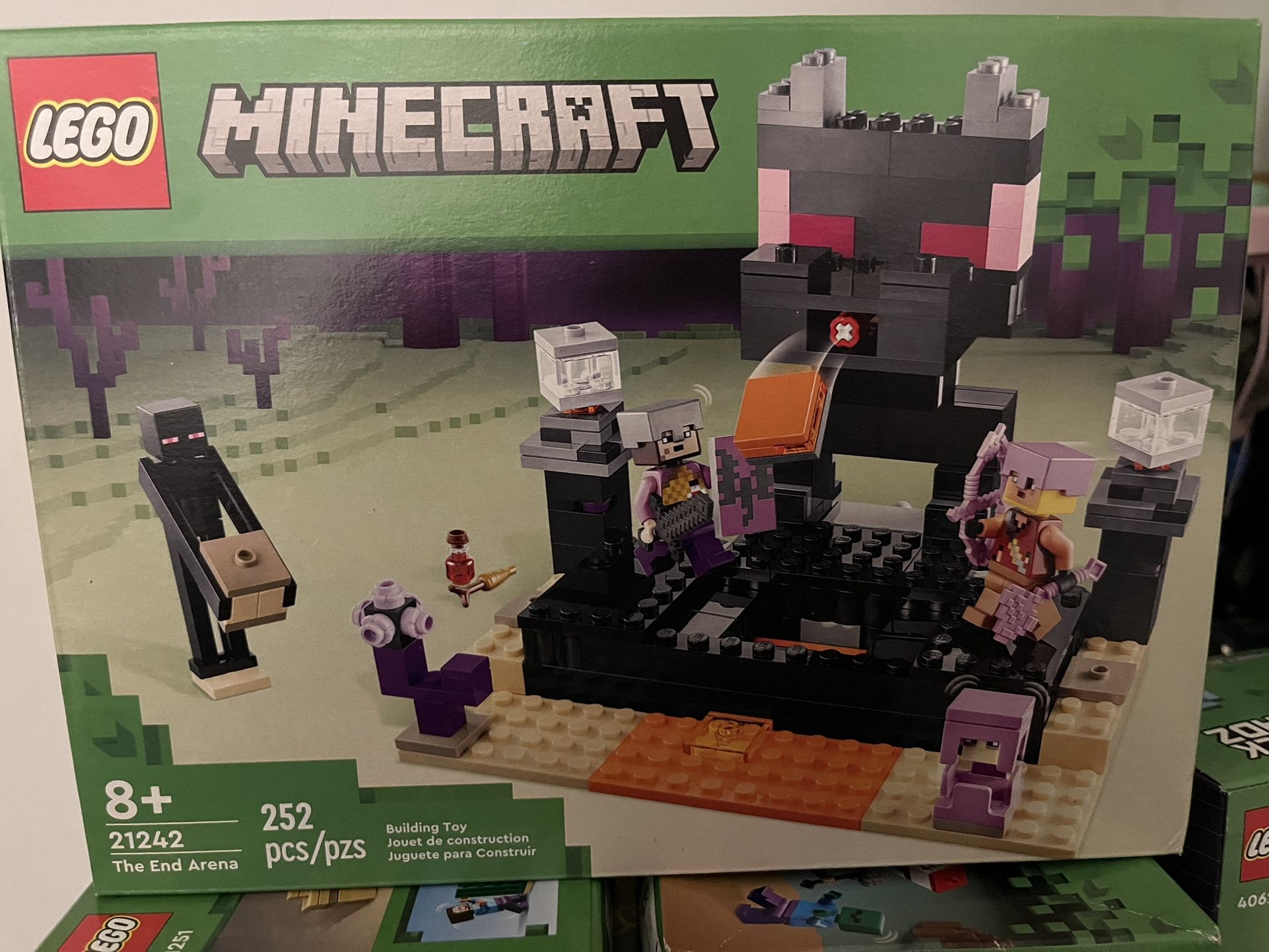 5 Unopened Minecraft Legos, 1 New Marvel Legos
