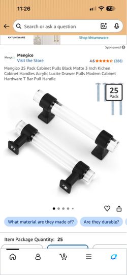 Mengico 25-Pack Acrylic T-Bar Cabinet Pulls