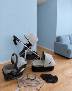 Uppababy V2 Cruz Stroller With Car Seat And Bassinet Beige